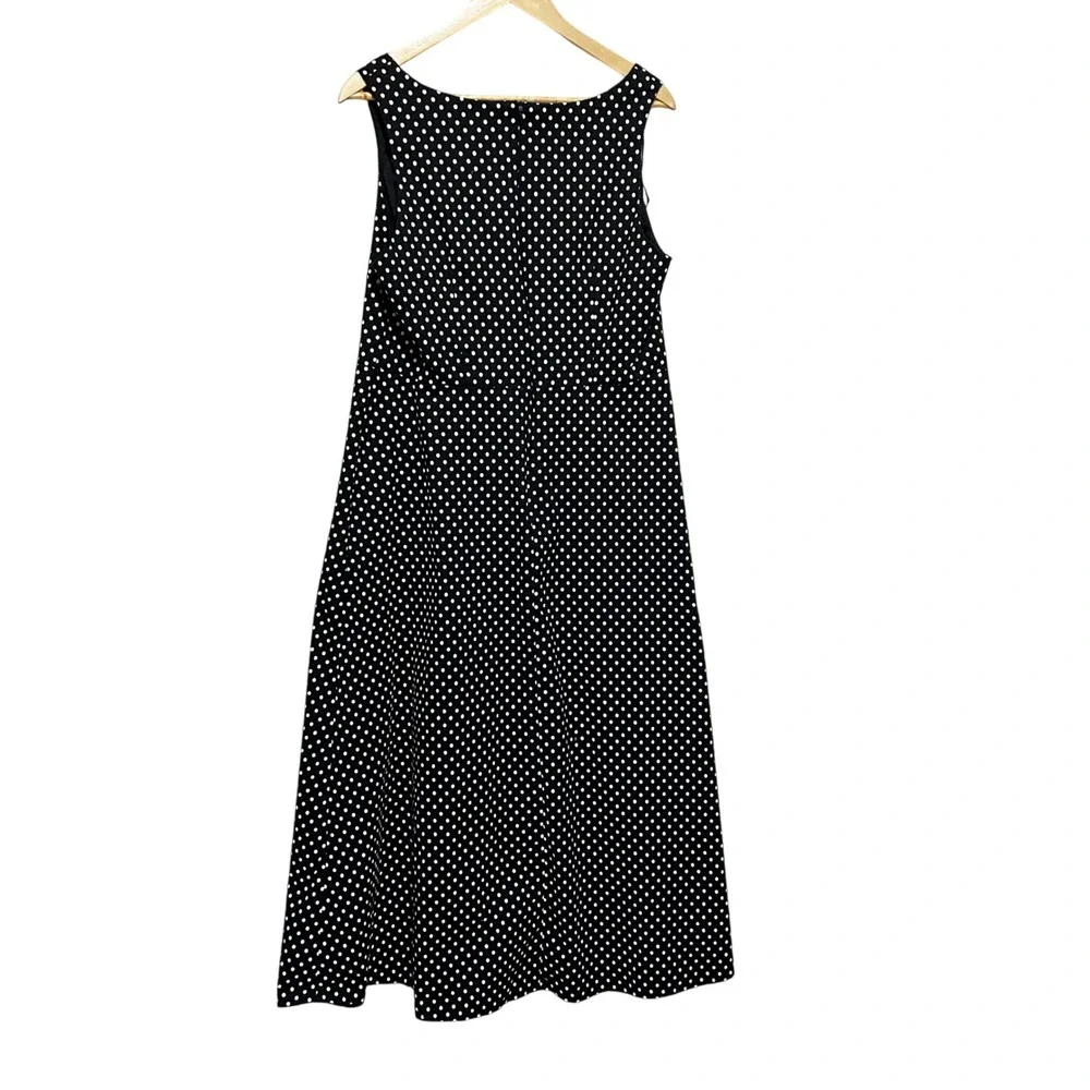 VTG Jessica Howard Retro Chic Parisian‎ Polka Dot Midi Dress 18W Black Classic
